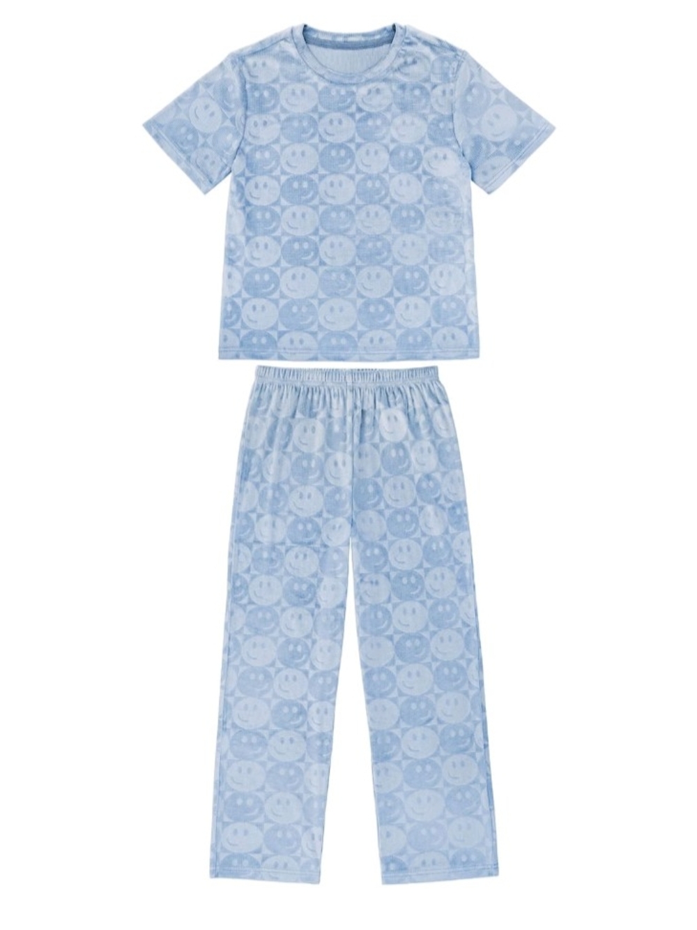 Member's Mark Boys 2-Piece Short Sleeve Blue Pj Set, Smiley Size S (6/7) NWT